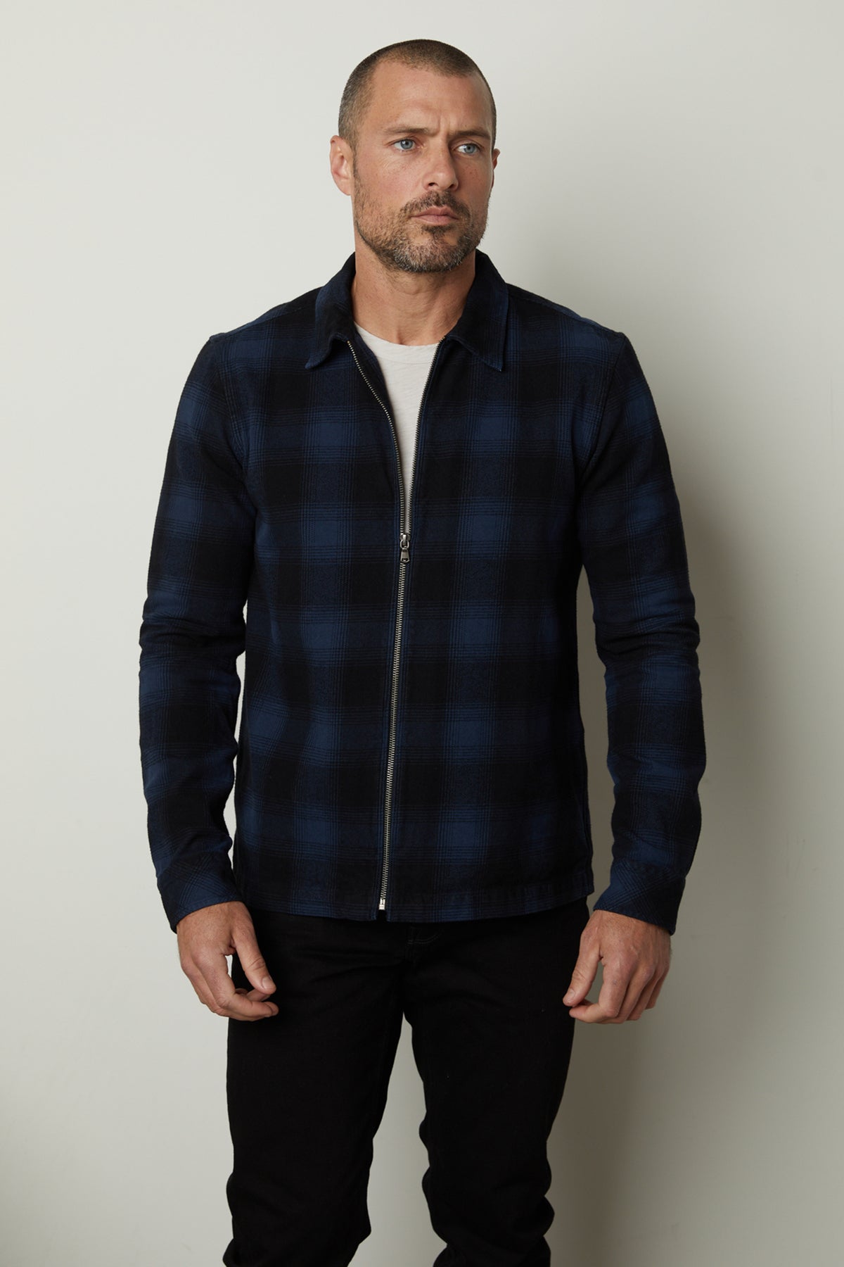 MARK ZIP-UP PLAID SHIRT