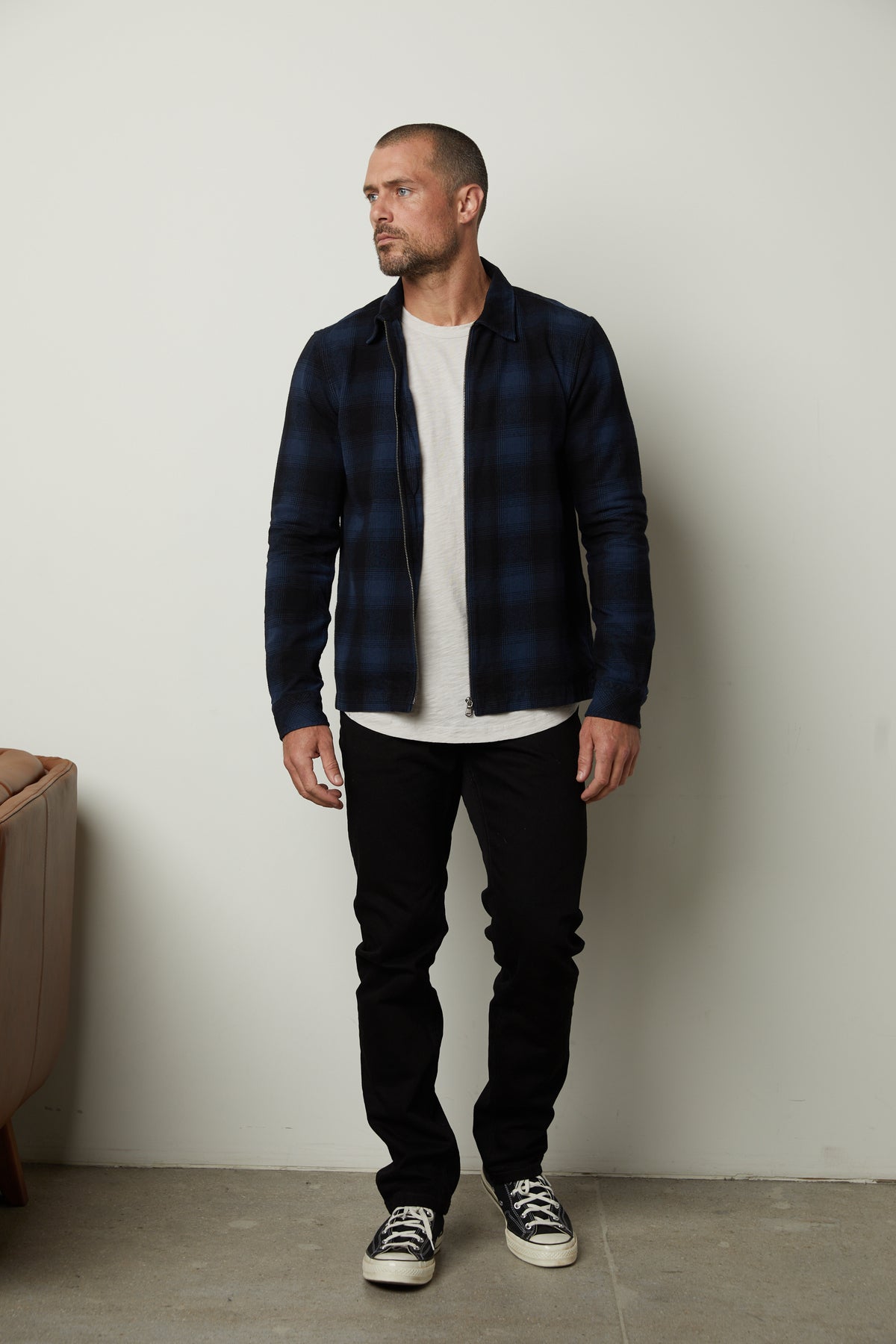 MARK ZIP-UP PLAID SHIRT