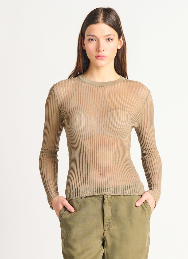 Mesh Ribbed Sweater Top