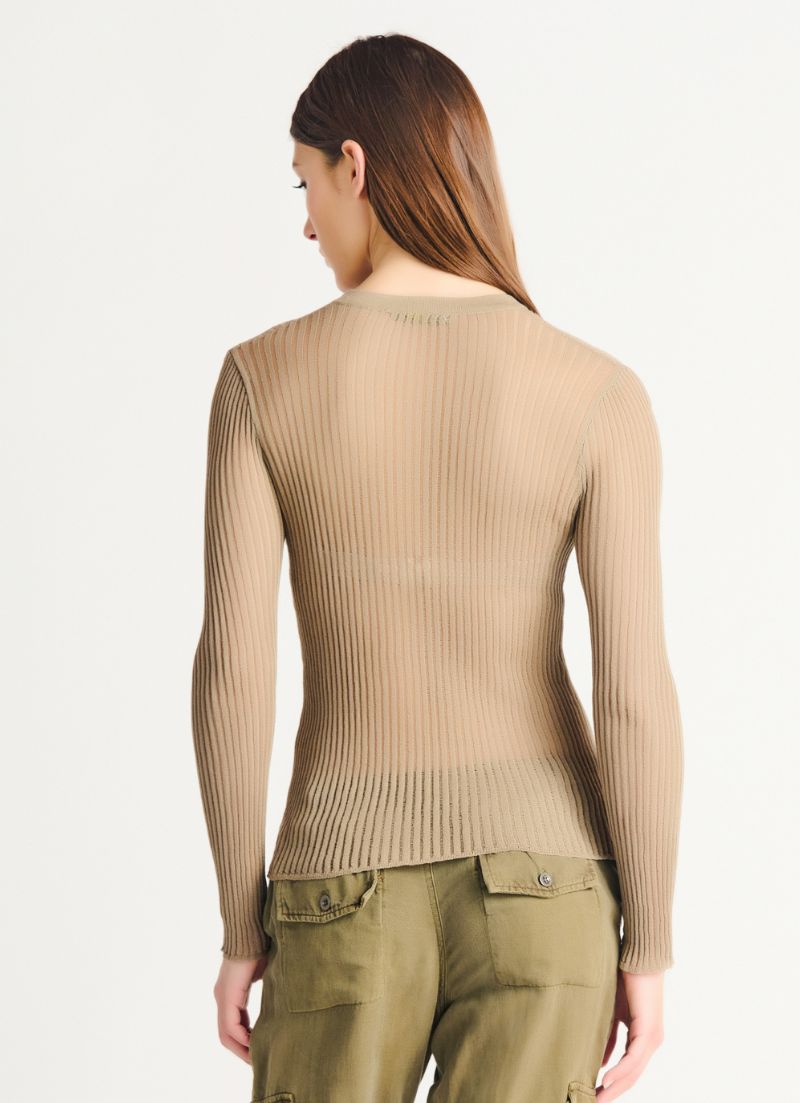 Mesh Ribbed Sweater Top