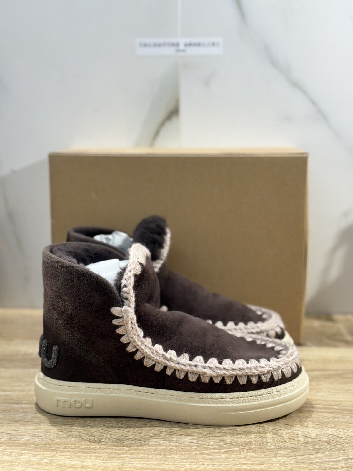 Mou eskimo Sneaker Bold Glitter Logo Mocha casual mou boot 39