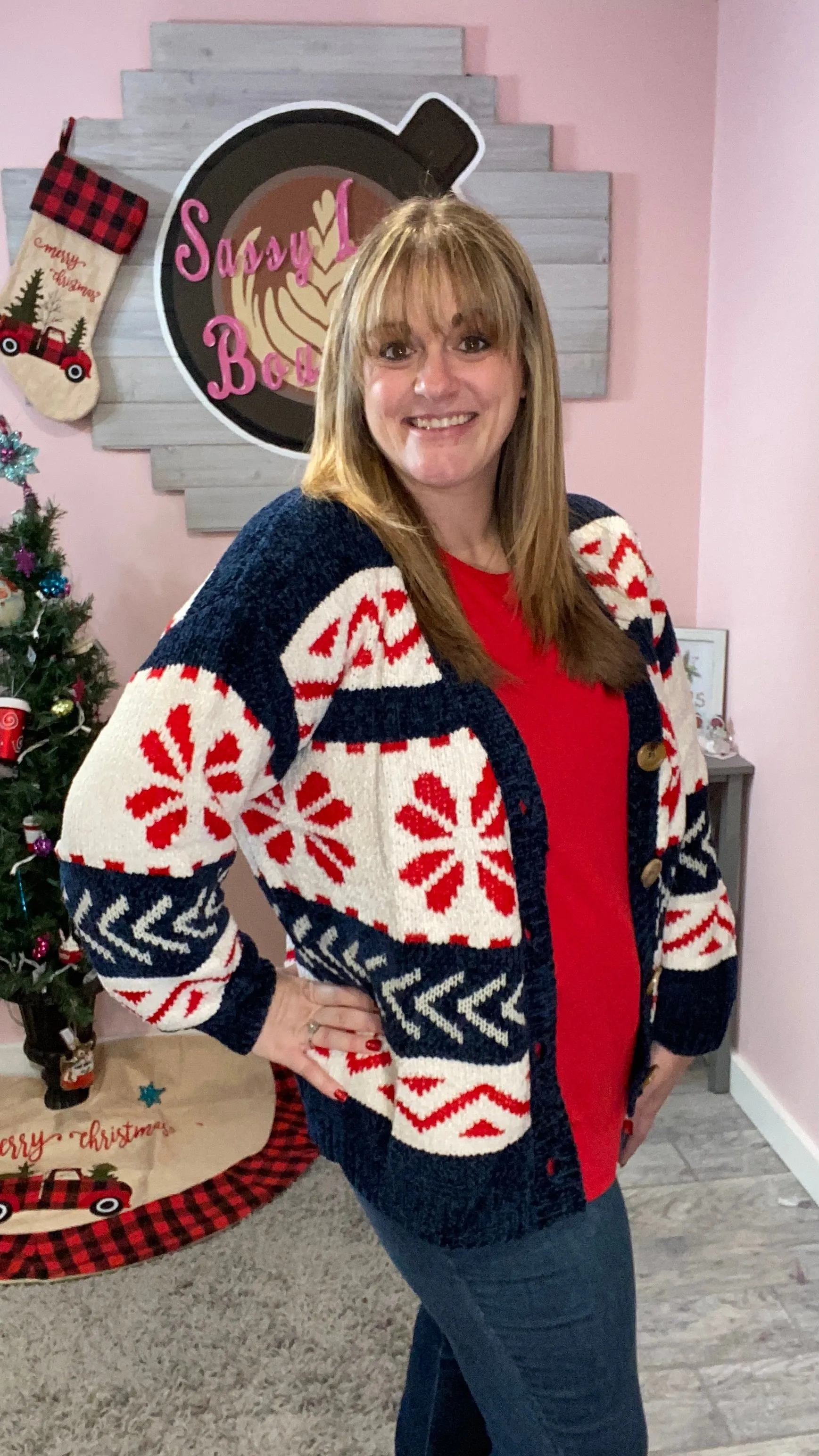 Navy Snowflake Sweater