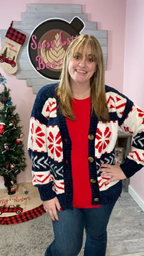 Navy Snowflake Sweater