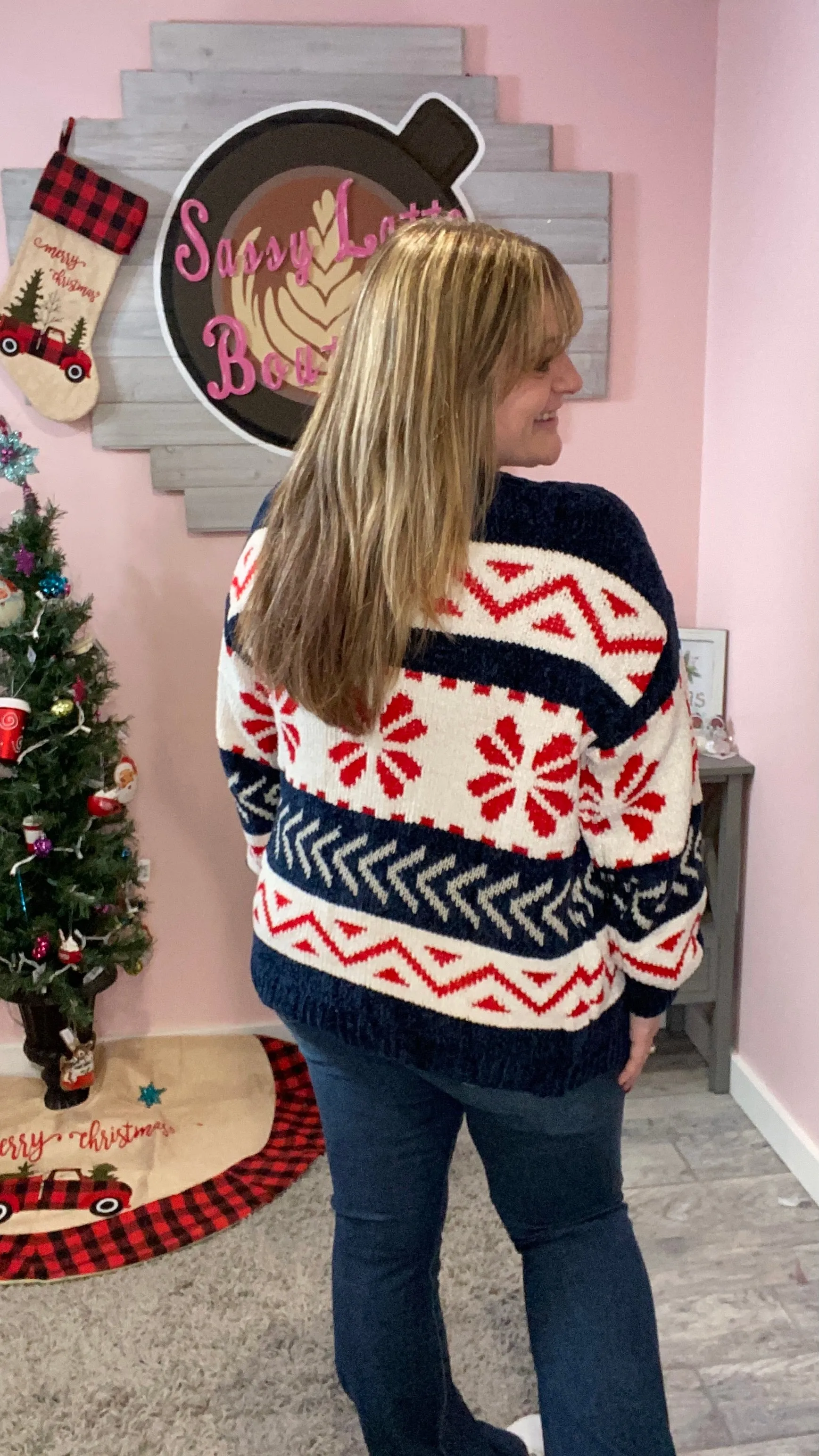 Navy Snowflake Sweater