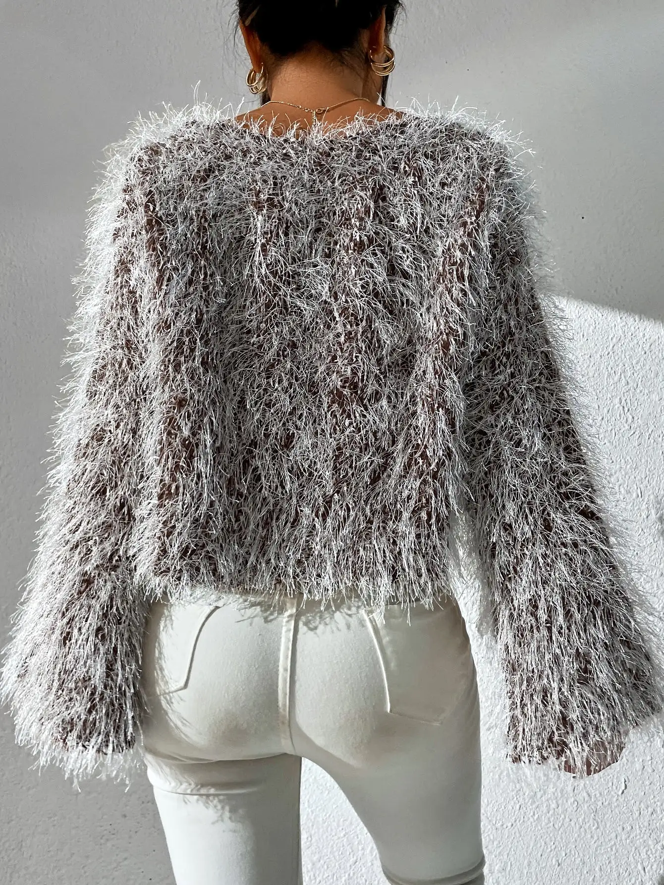 Off the Shoulder Fluffy Knit Sweater