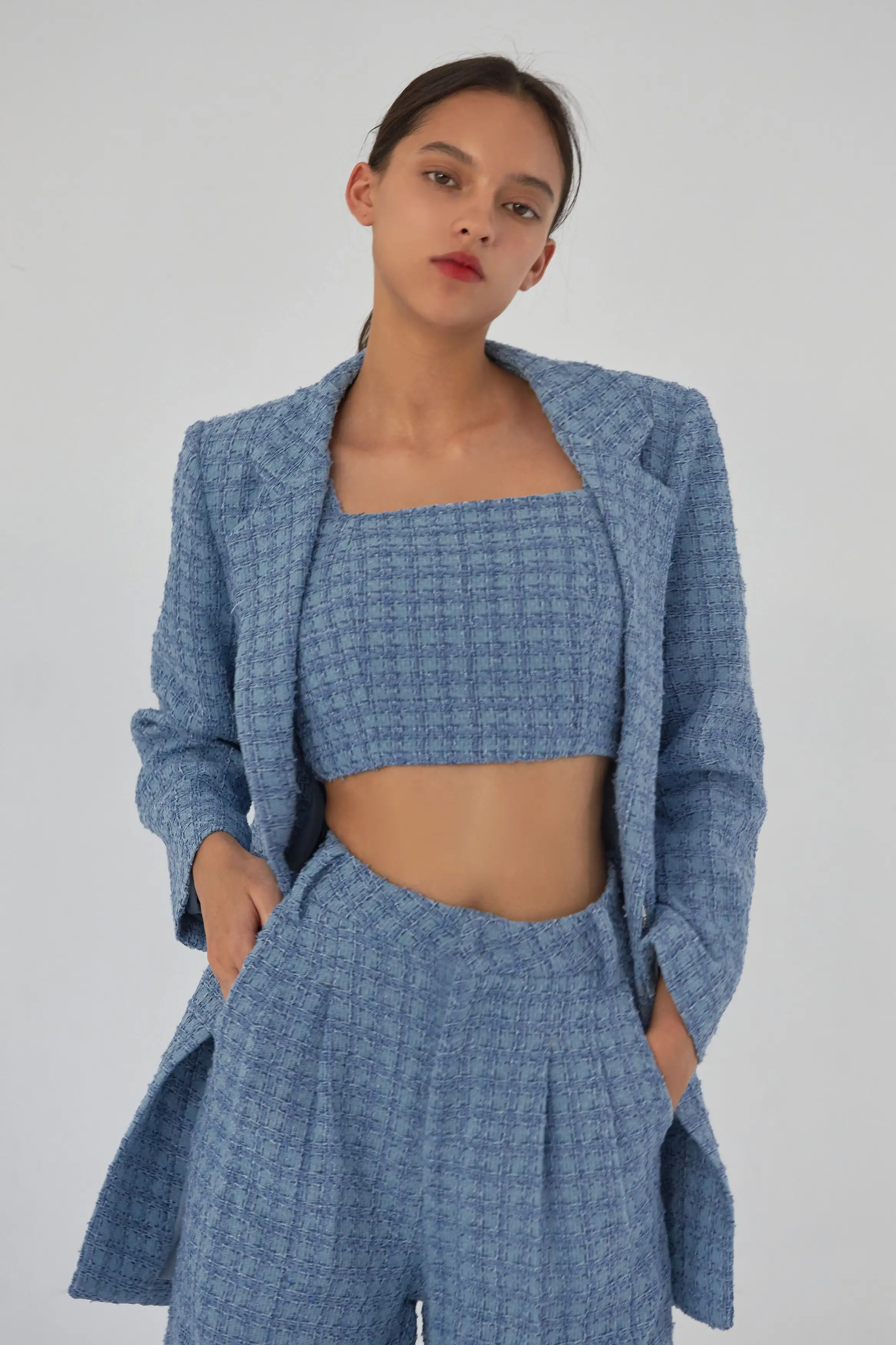 Old money tweed blazer in blue