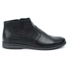 Olivier Men's leather winter boots Chelsea boots 903KZ black