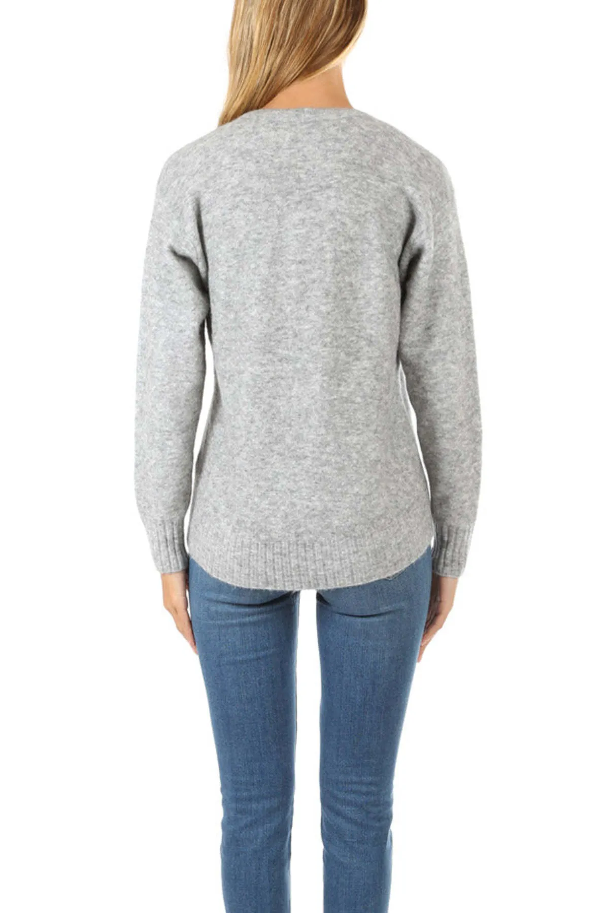 Open Neck Sweater - Melange Grey