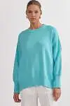 Oversized Knit Sweater- Aqua