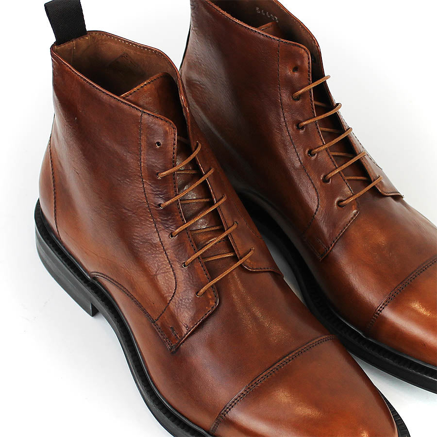 Paul Smith - Cubitt Lace Up Leather Boots in Tan