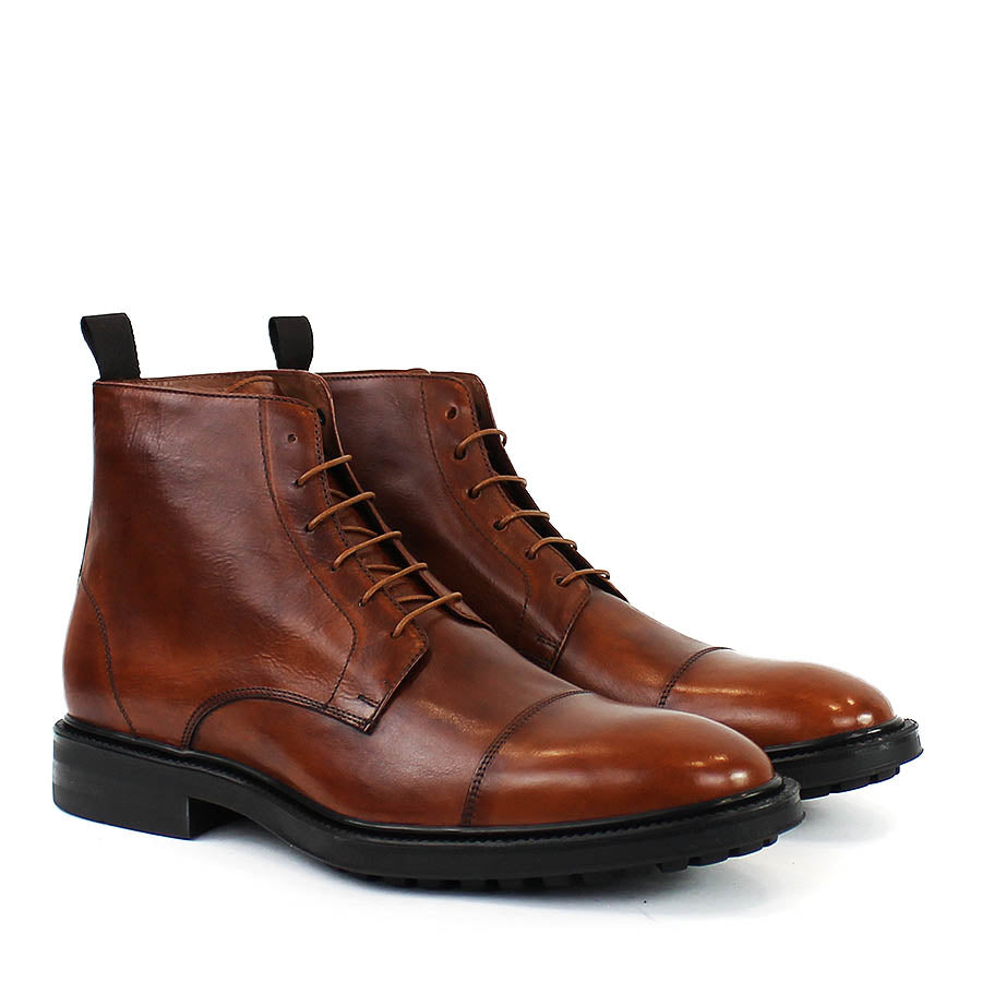 Paul Smith - Cubitt Lace Up Leather Boots in Tan