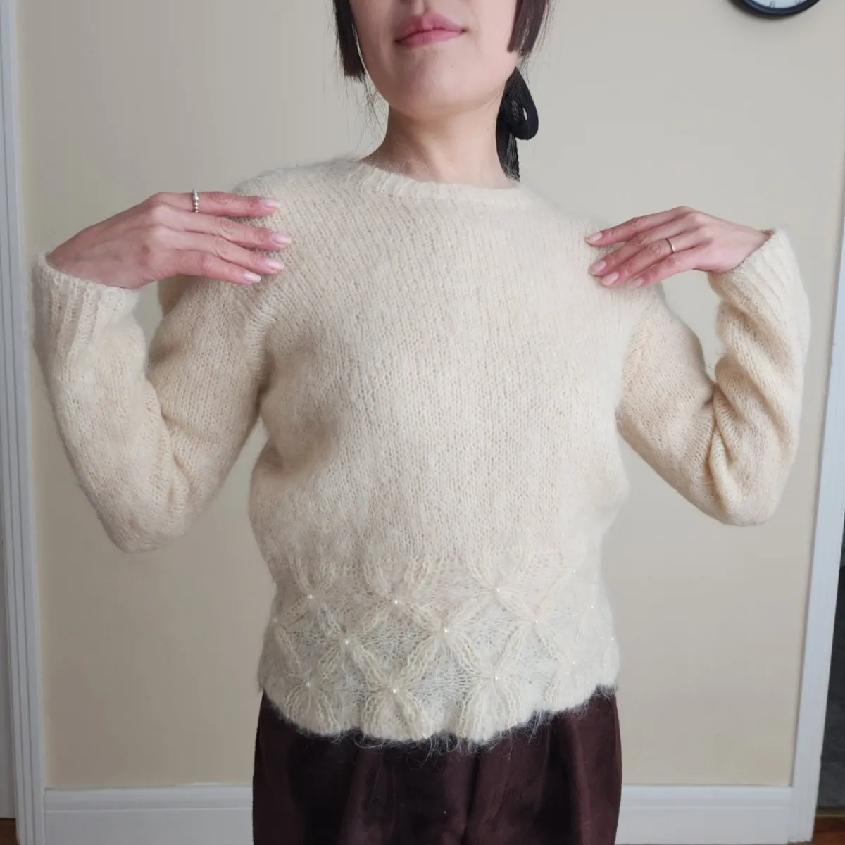 Pearl Mohair Knit Sweater