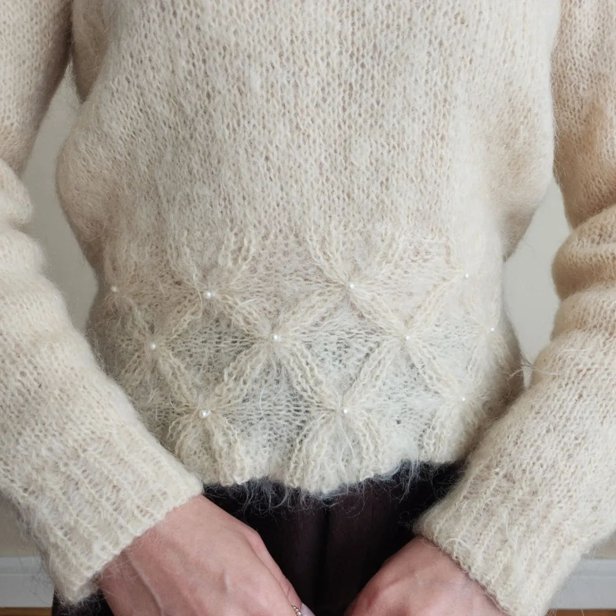 Pearl Mohair Knit Sweater