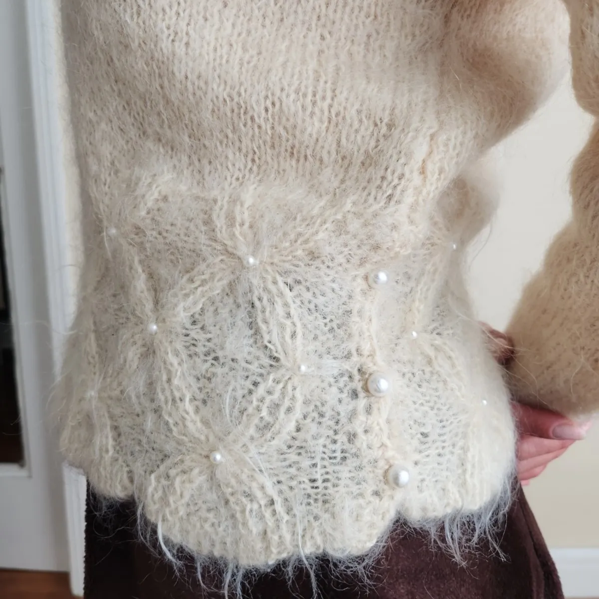 Pearl Mohair Knit Sweater