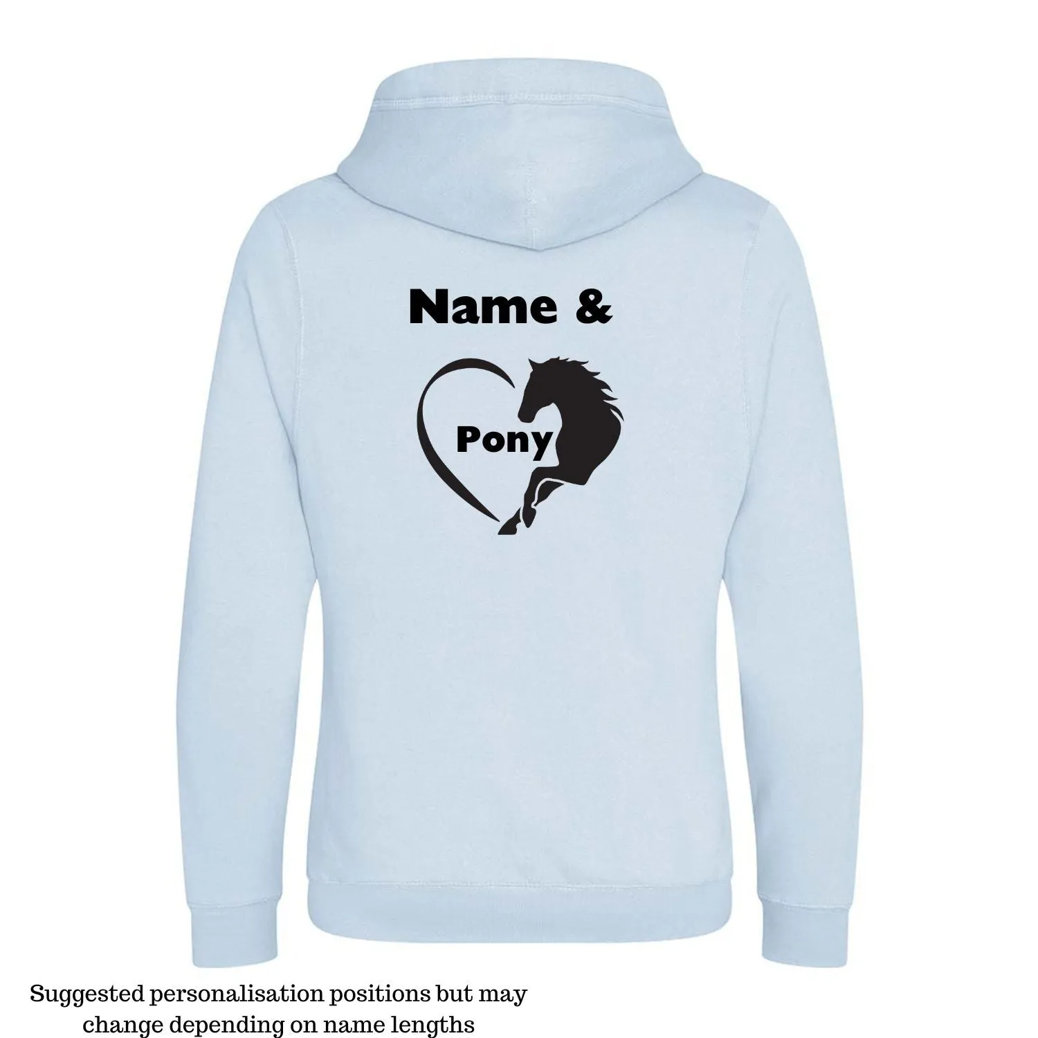 Personalised Cross-Neck Hoodie - Heart & Horse Design