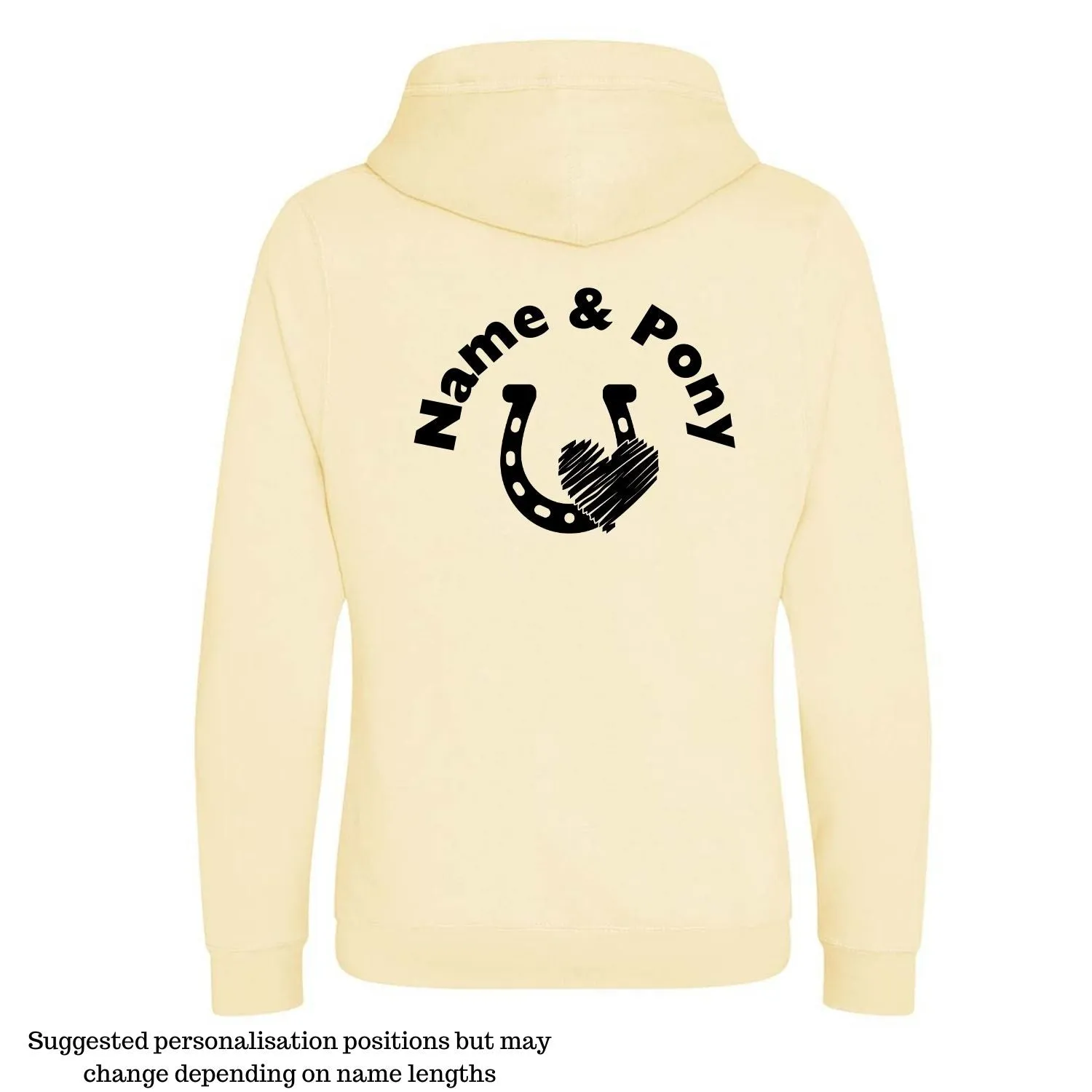 Personalised Cross-Neck Hoodie - Horse Shoe & Heart Design