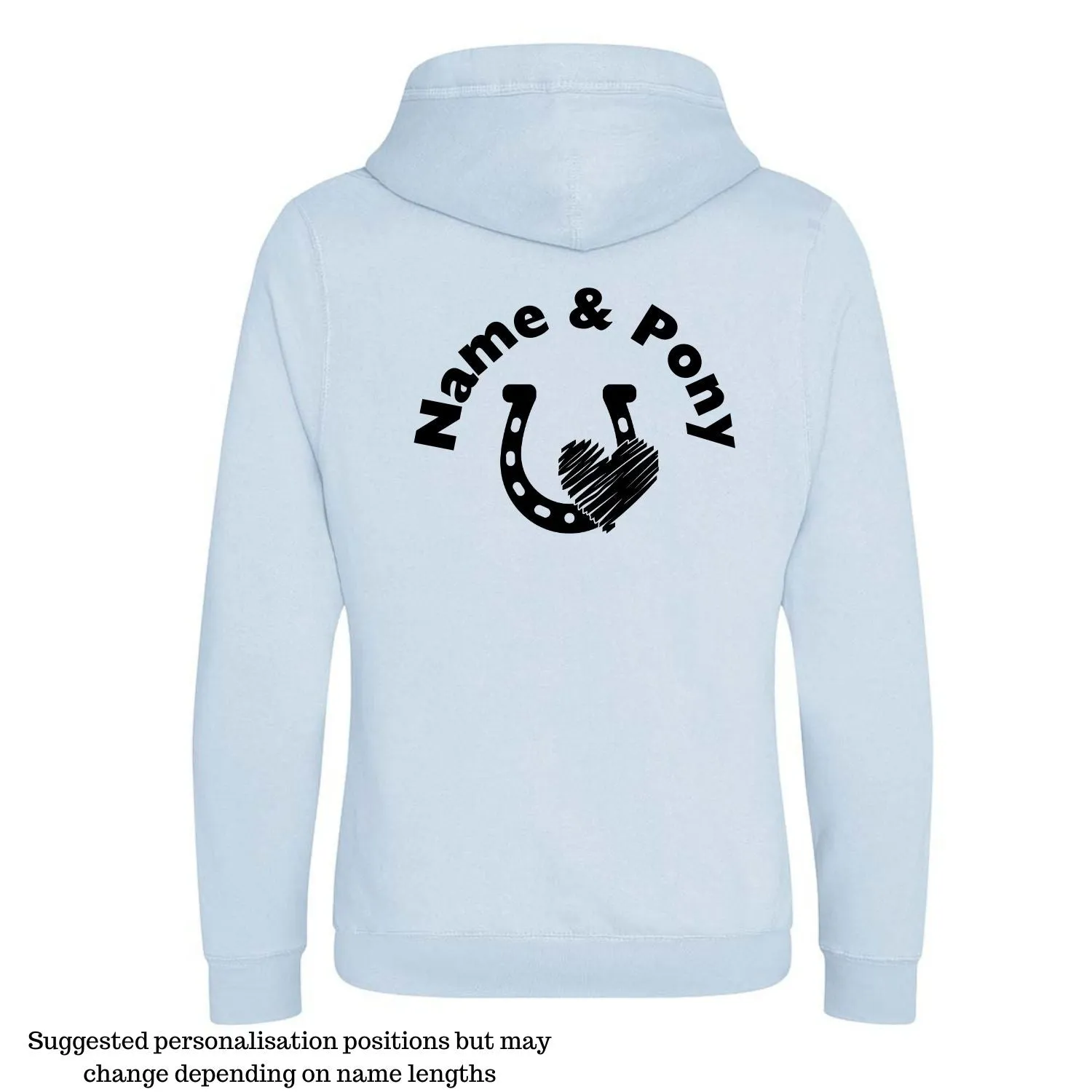 Personalised Cross-Neck Hoodie - Horse Shoe & Heart Design