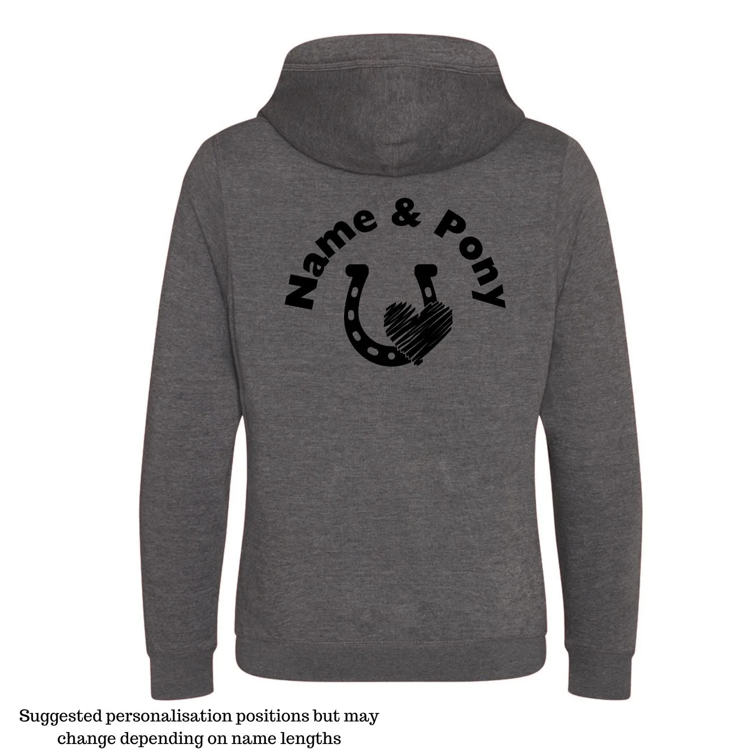 Personalised Cross-Neck Hoodie - Horse Shoe & Heart Design