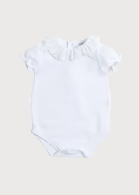 Piculina Trim Cotton Bodysuit in White (0mths-3yrs)