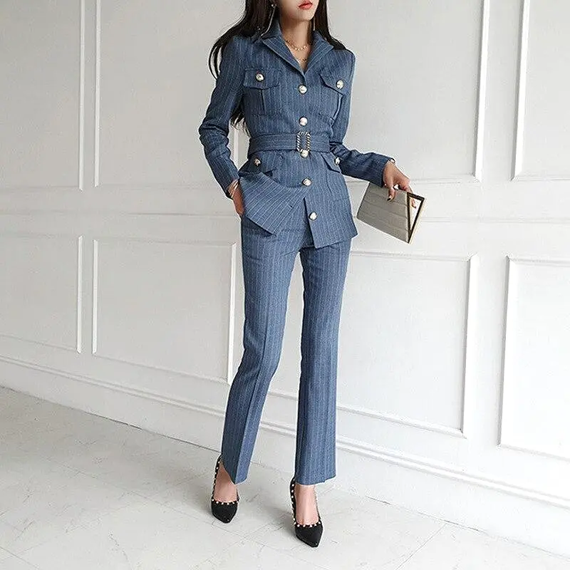 Pinstripe Women Pantsuits