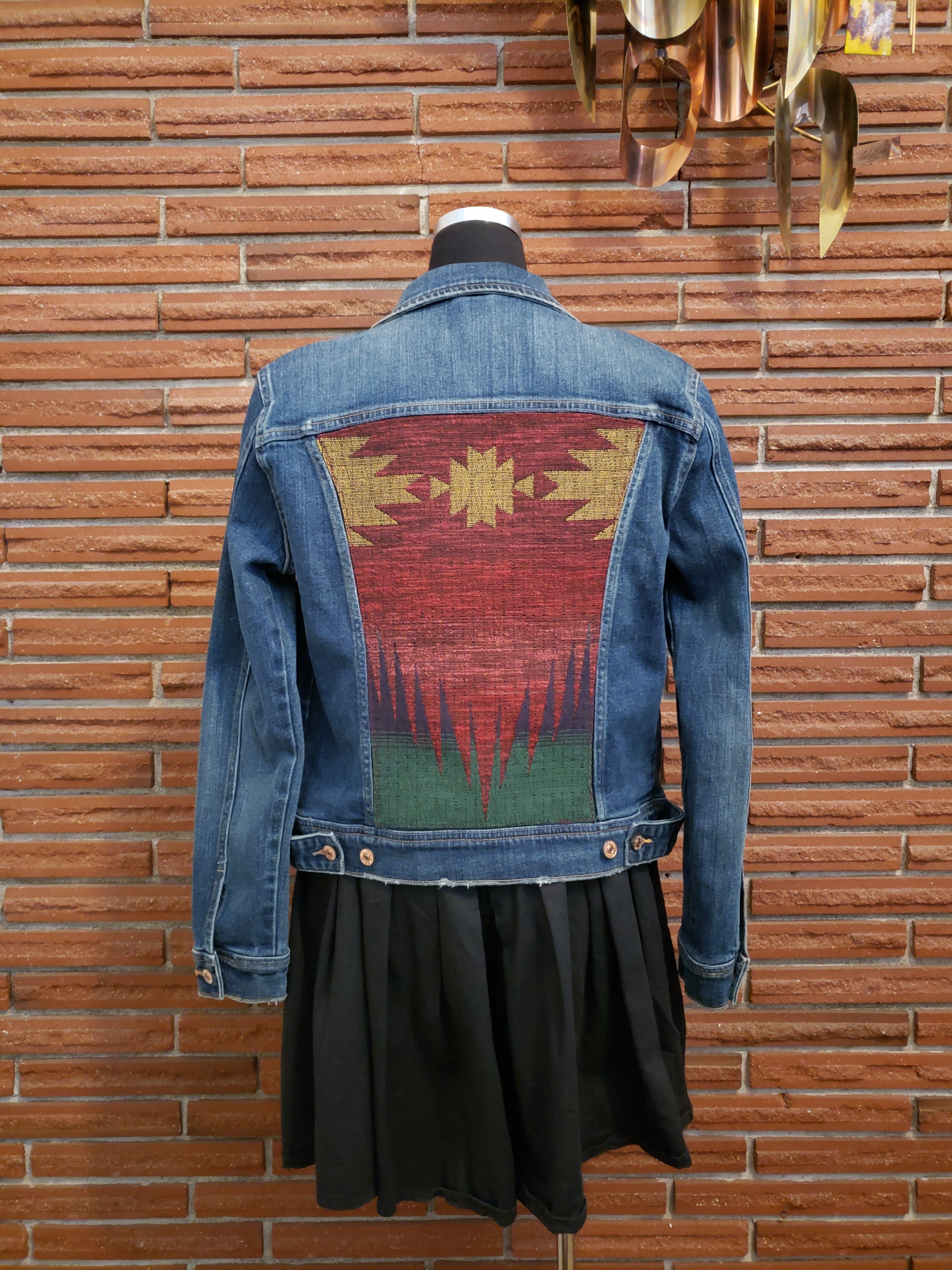 Reworked Denim Jacket - Aztec Sunset