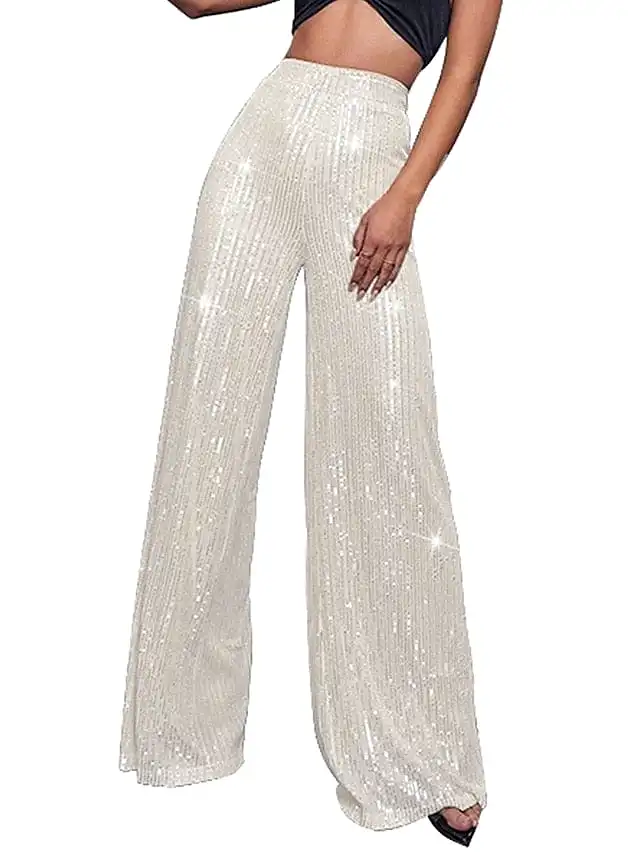 Sequin Wide Leg Pants for Elegant Party and Street Style