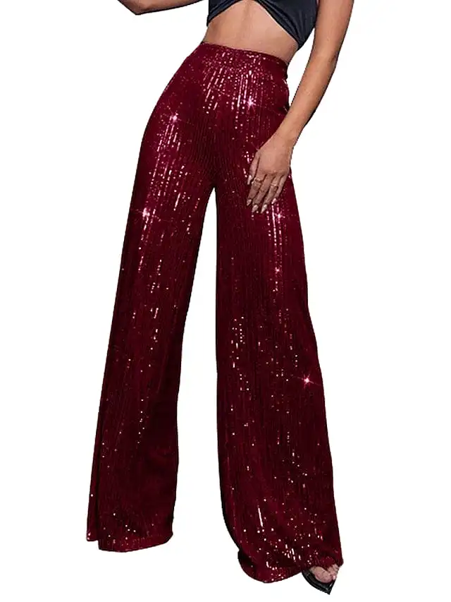 Sequin Wide Leg Pants for Elegant Party and Street Style