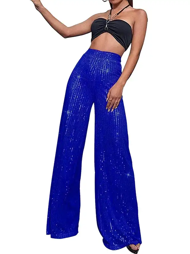 Sequin Wide Leg Pants for Elegant Party and Street Style