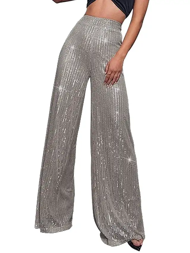 Sequin Wide Leg Pants for Elegant Party and Street Style