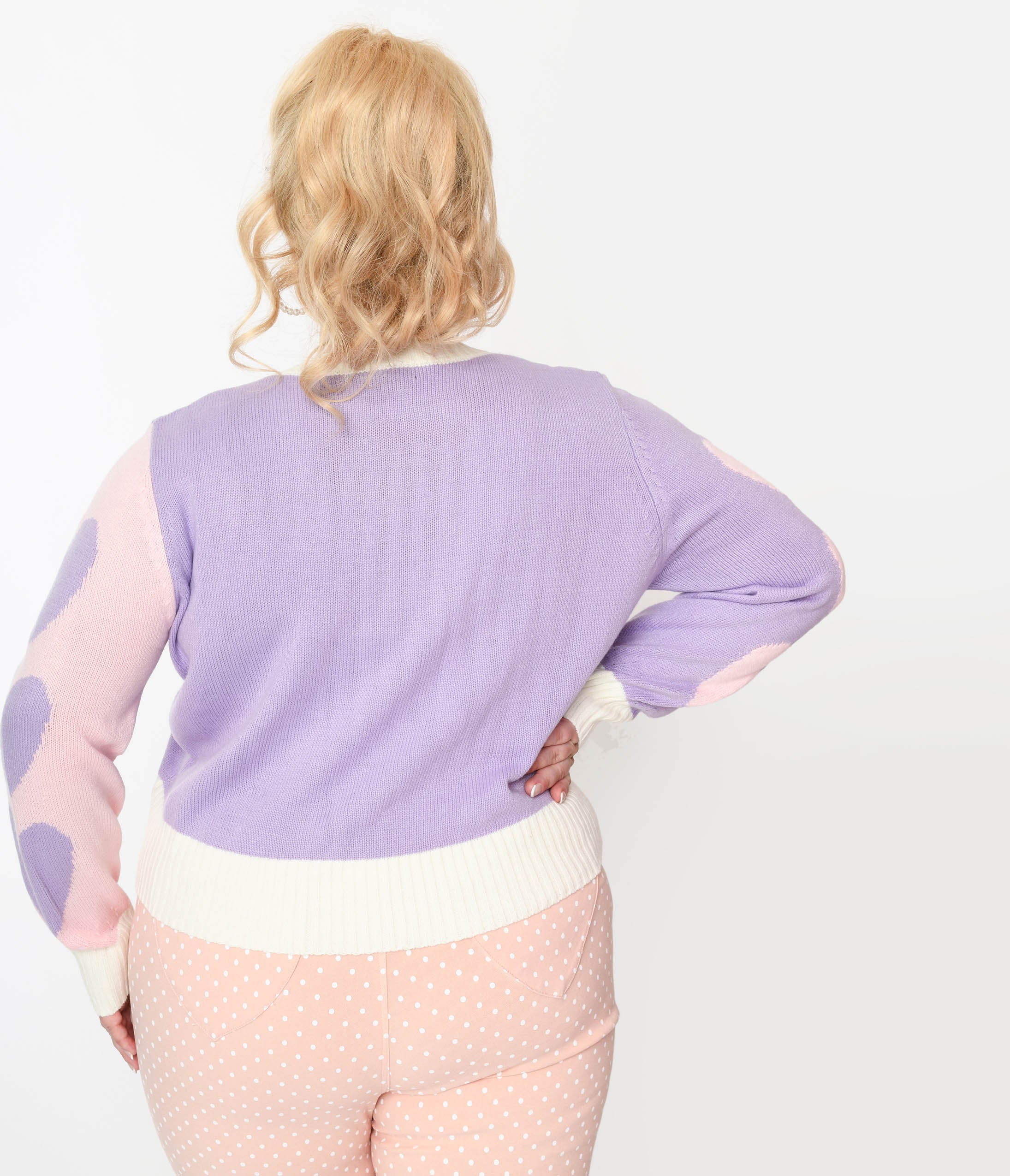 Smak Parlour Plus Size Pink & Lavender Hearts Cardigan