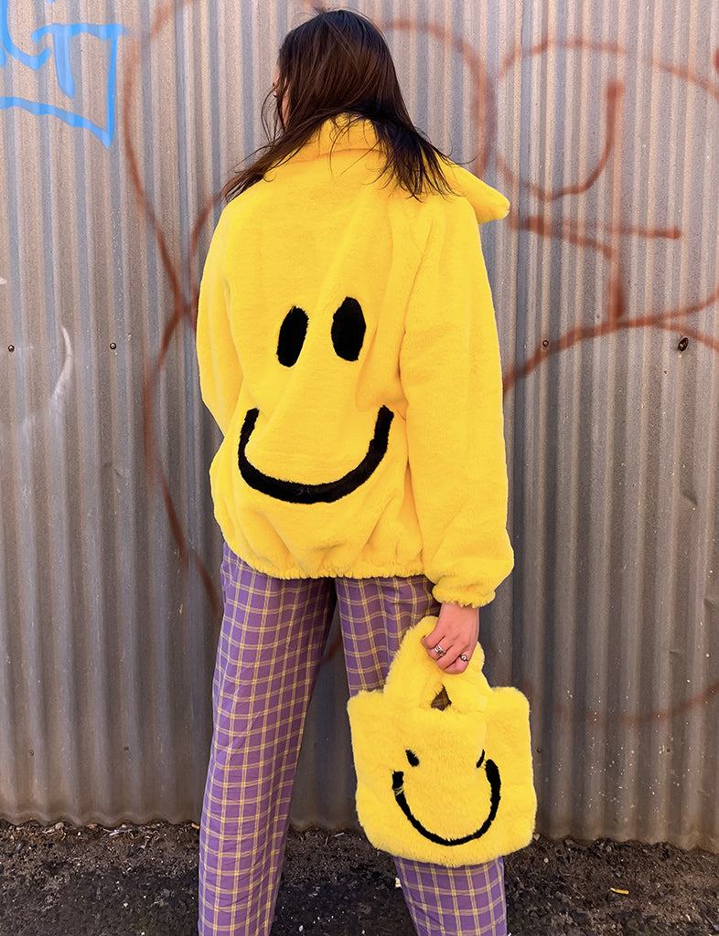 SMILEY FAUX FUR COAT - YELLOW  MADE 4 U 