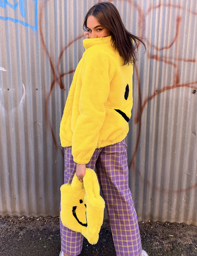 SMILEY FAUX FUR COAT - YELLOW  MADE 4 U 