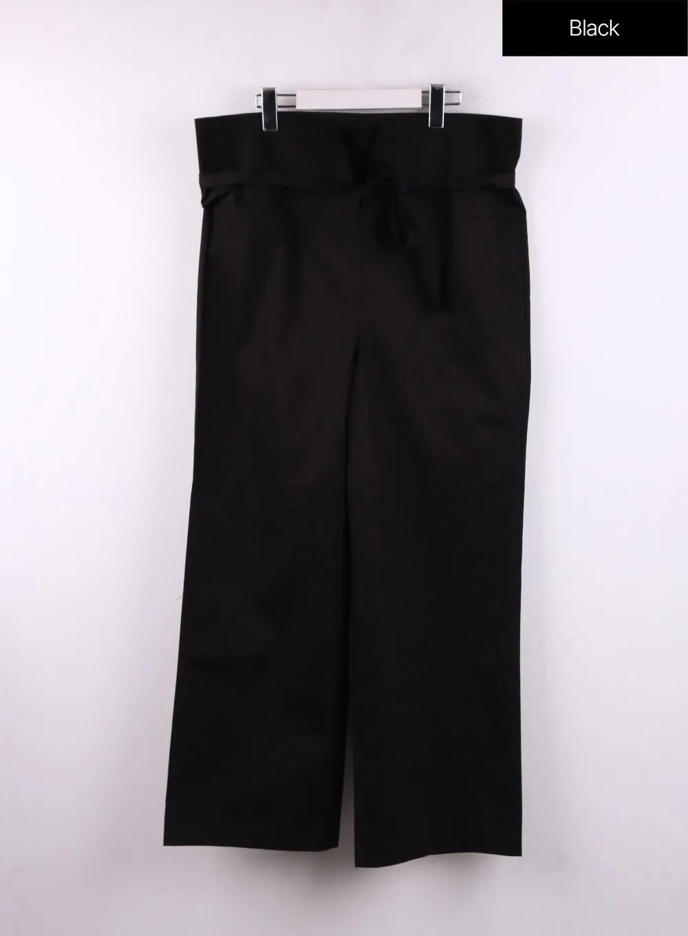 Solid Detail Waist Straight Pants CF406