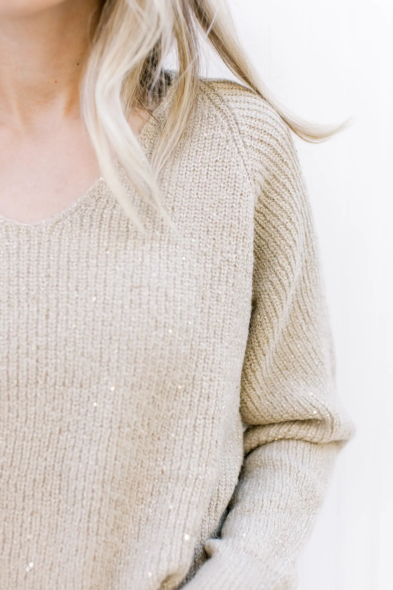 Sparkling Champagne V Neck Sweater