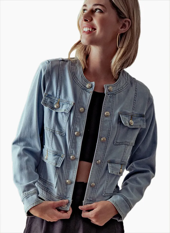 Stella Collarless Denim Jacket