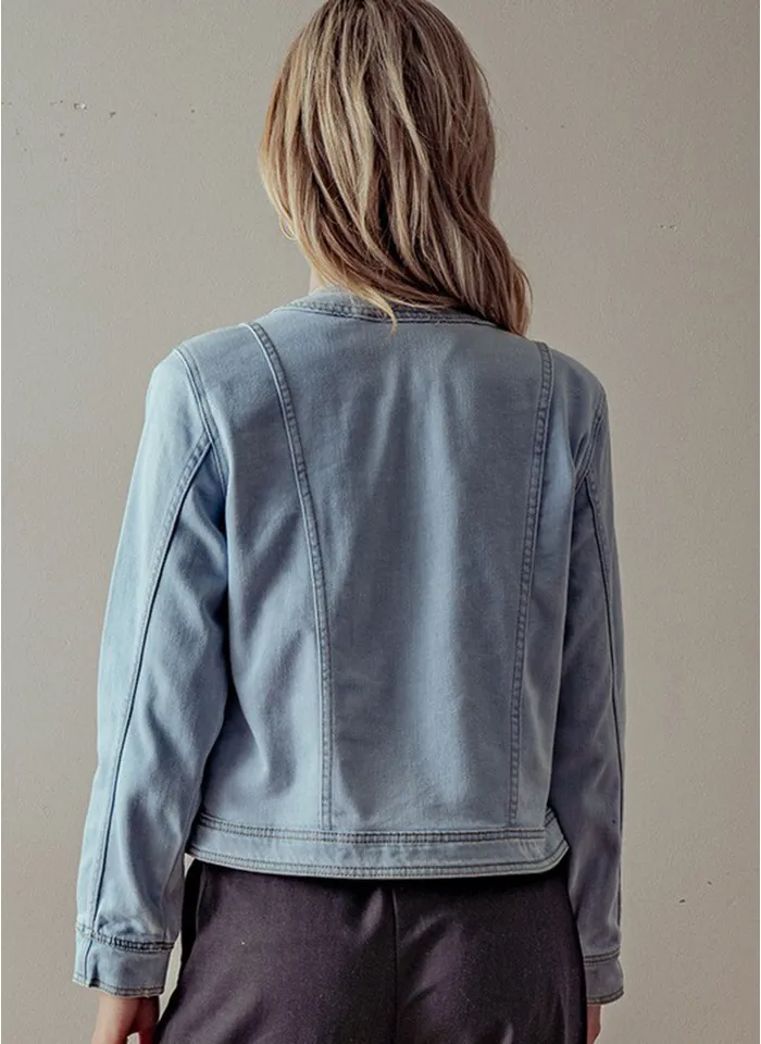 Stella Collarless Denim Jacket