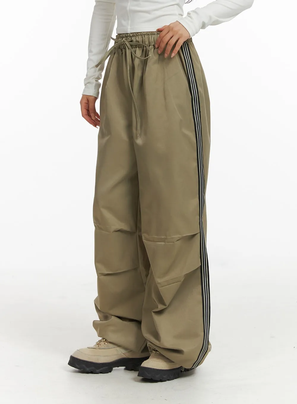 Stripe Nylon Wide Pants (UNISEX) CJ418