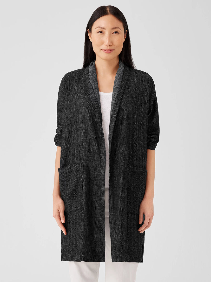 TWEEDY HEMP HIGH COLLAR COAT