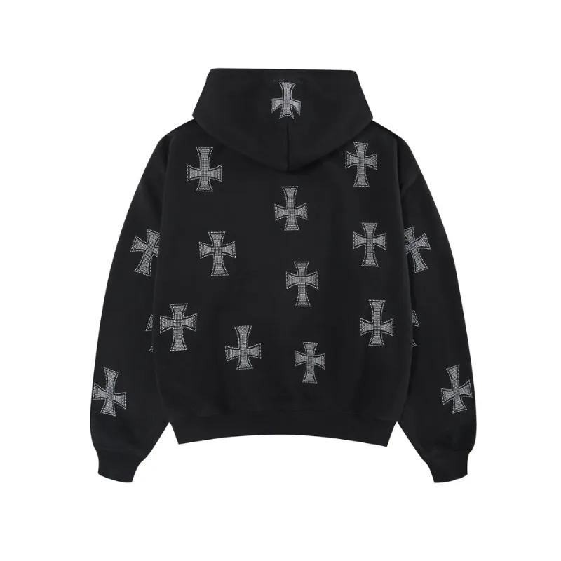 UNKNOWN Black/White Rhinestone Hoodie