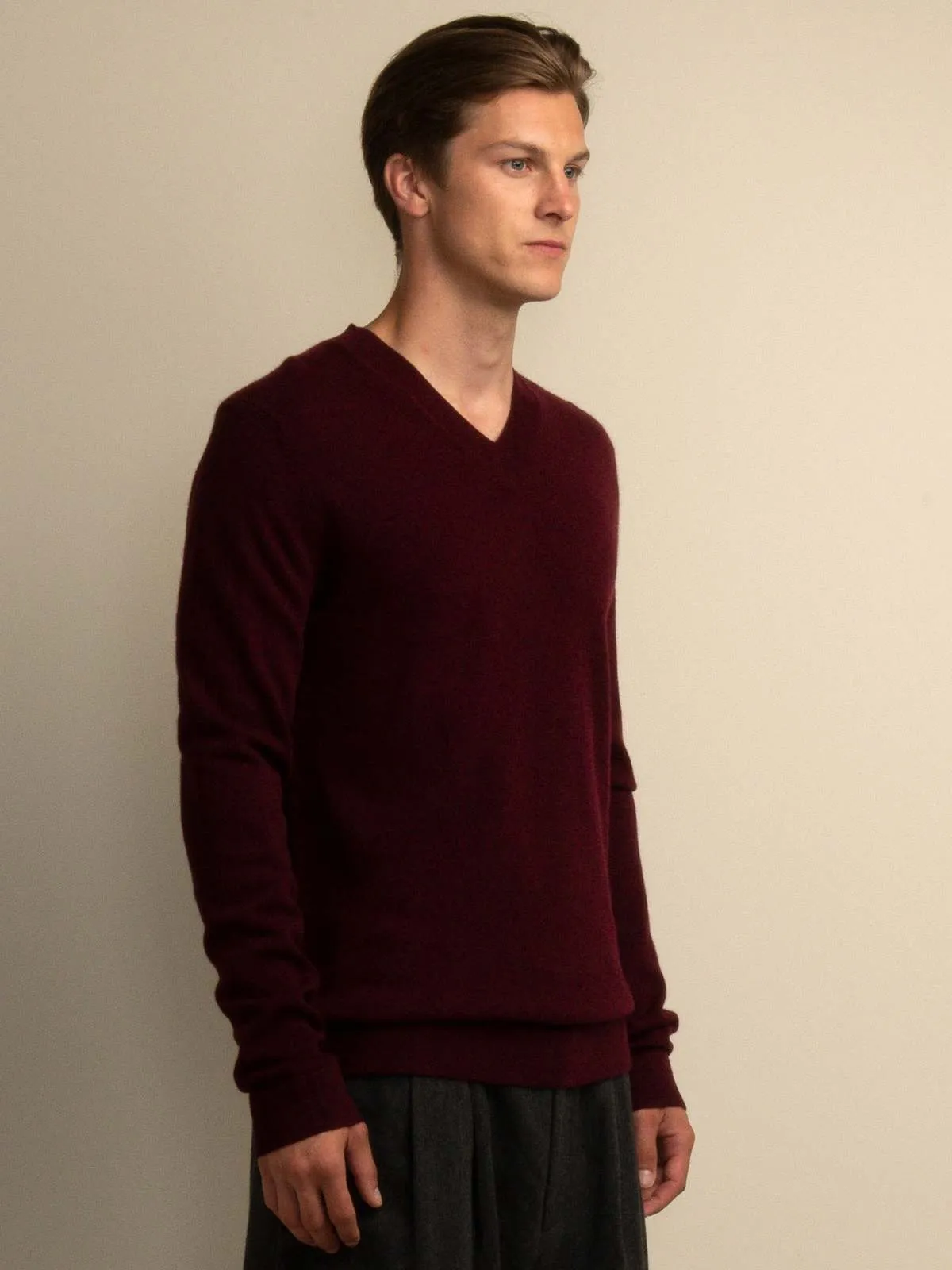 V Neck Sweater - Burgundy