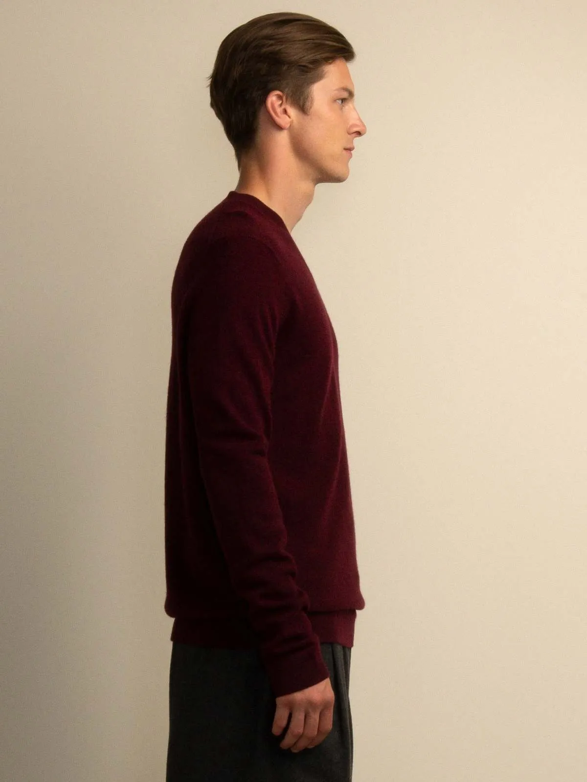 V Neck Sweater - Burgundy