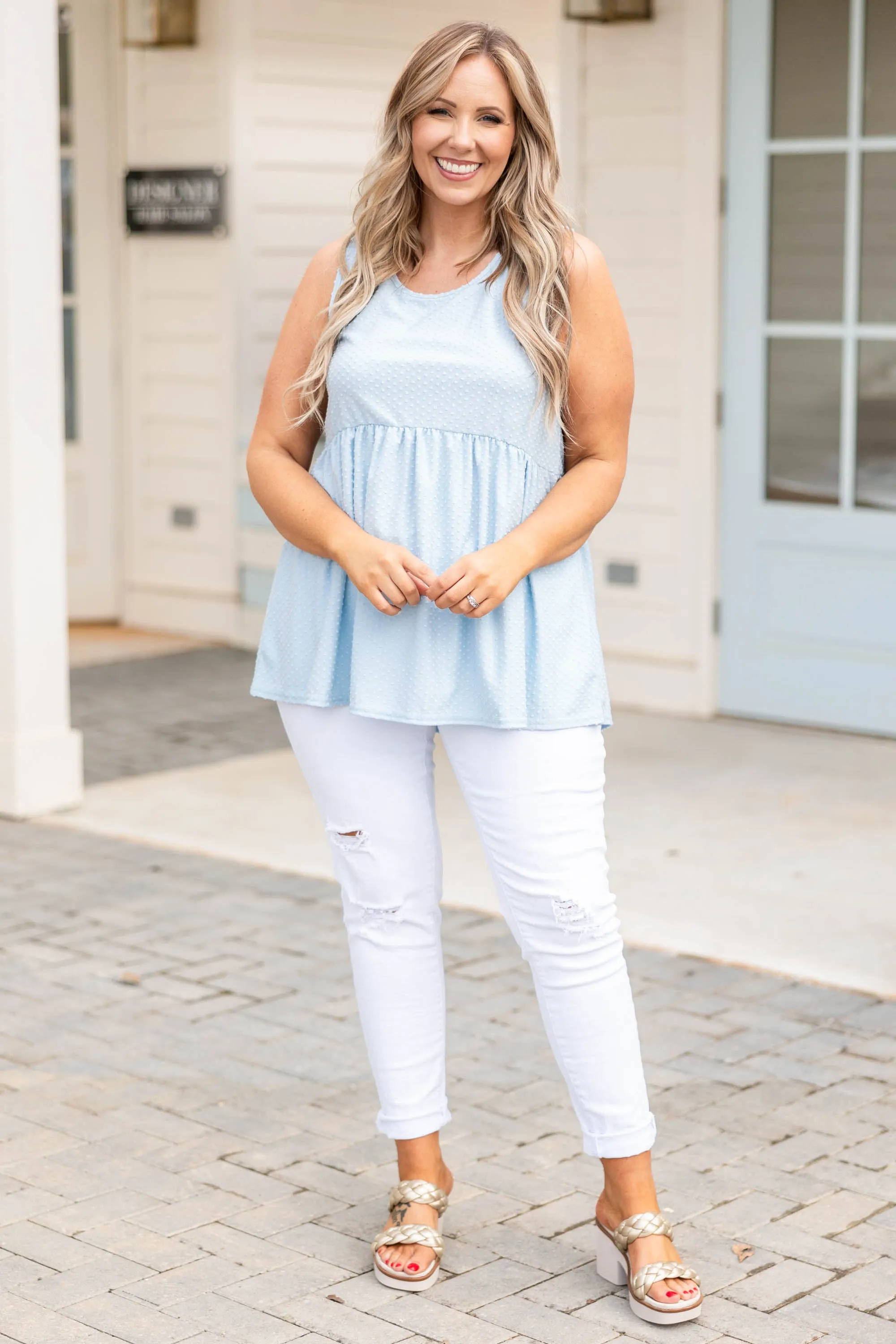 Weekender Babydoll Dotted, Dusty Blue