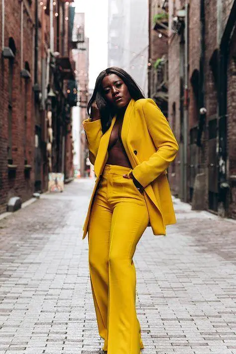 Women Perfectionist Mustard Pantsuit