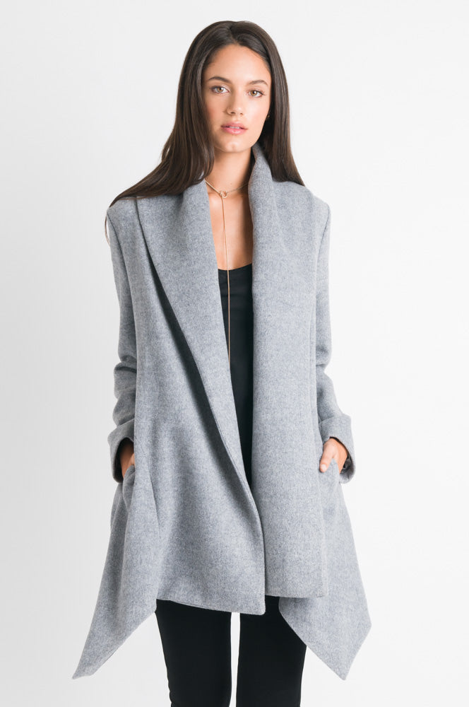 Wrap Coat - Grey Marle