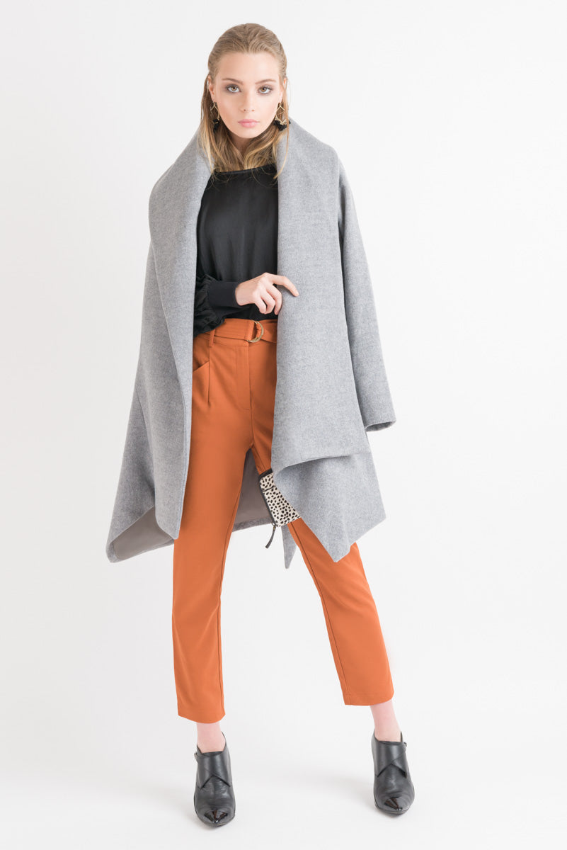 Wrap Coat - Grey Marle