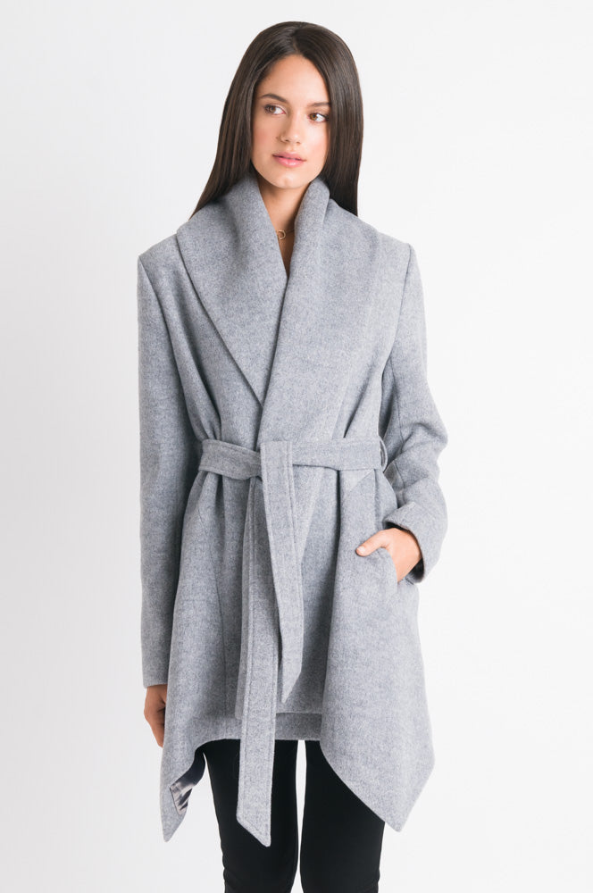 Wrap Coat - Grey Marle