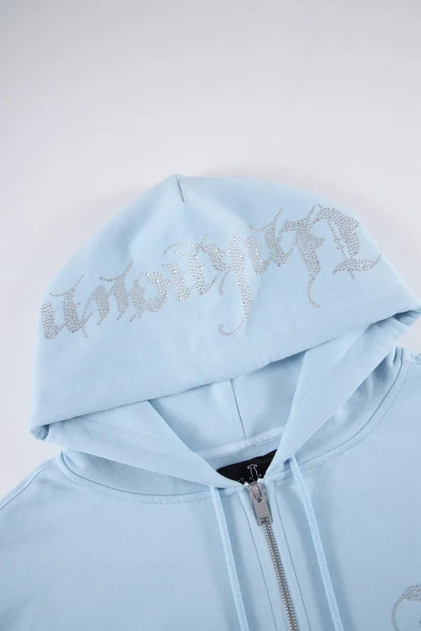 Zip Hoodie UNKNOWN Rhinestone Blue